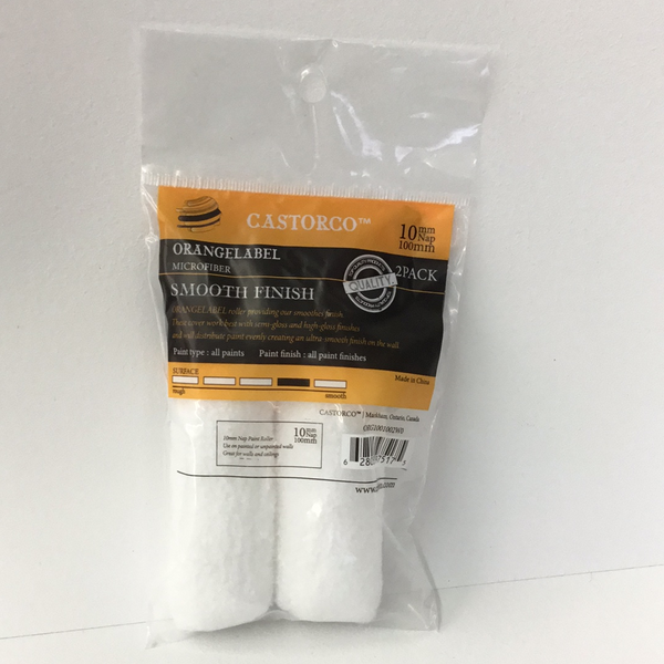 Castorco Orange Label Microfibre Trim Roller 10mm 2pk 4"